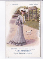 PUBLICITE : Les Corset "a La Renommée" - La Parisienne Au Marché Au Parc Monceau - Très Bon état - Werbepostkarten