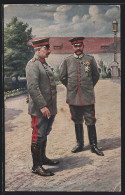 AK Kaiser Wilhelm II. Und Paul Von Hindenburg, Portrait In Uniform Mit Eisernem Kreuz  - Historical Famous People