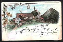 Lithographie Bischofsheim, Blick Auf Den Kreuzberg Mit Kirche  - Other & Unclassified