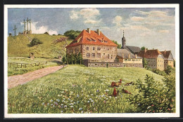 Künstler-AK Kreuzberg /Rhön, Kloster Mit Gasthof Im Grünen Mit Hahn Und Hennen  - Other & Unclassified