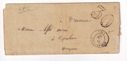 Lettre 1866 Villandraut Gironde Duprat Huissier Espalion Aveyron - 1849-1876: Classic Period