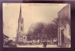 33 - COUTRAS - PLACE De L'EGLISE - ANIMEE -  - Autres & Non Classés