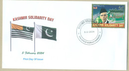 PAKISTAN 2024 MNH FDC KASHMIR SOLIDARITY DAY QUAID E AZAM JINNAH MAUSOLEUM FLAG FIRST DAY COVER - Pakistán