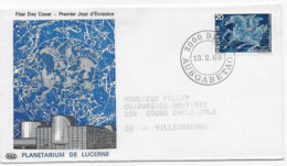 Enveloppe Premier Jour - Planetarium De Lucerne 13-02-1969  Bern Ausgabetag Timbre Helvetia (circulé) - Usati