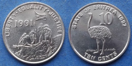 ERITREA - 10 Cents 1997 "Ostrich" KM# 45 Independent Republic (1993) - Edelweiss Coins - Erythrée