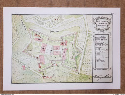 Pianta Castello O Fortezza Di Belvedere Firenze Toscana Nel 700 Litografia - Mapas Geográficas