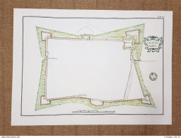 Pianta Città E Fortezza Medicea Di San Sepolcro Toscana Nel 700 Litografia (2) - Carte Geographique