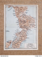 Carta O Cartina Del 1928 Calabria Sicilia Stretto Di Messina Squillace T.C.I. - Carte Geographique