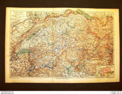 Carta Geografica O Mappa Dei Primi Del '900 Svizzera O Schweiz Dettagliatissima - Landkarten