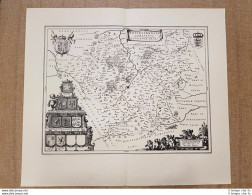Carta Geografica O Mappa Leicester Shire U.K. Anno 1645 Joan Blaeu Ristampa - Cartes Géographiques