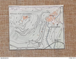 Carta O Cartina Del 1929 Cassino E La Sua Abbazia Frosinone Lazio T.C.I. - Geographische Kaarten