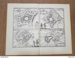 Vedute Philippopolis Marieburgum Chimay Walcourt 1581 Braun E Hogenberg Ristampa - Landkarten