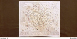 Francia Sotto Regno Luigi XVIII, Carlo X, Filippo I Carta Geografica 1859 Houze - Mapas Geográficas