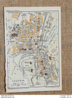 Pianta O Piantina Del 1937 La Città Di Cosenza Calabria T.C.I. - Mapas Geográficas