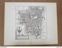 Veduta Della Città Di Ieper O Hypra Anno 1581 Braun E Hogenberg Ristampa - Geographische Kaarten