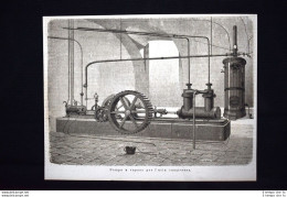 Pompa A Vapore Per L'aria Compressa Incisione Del 1876 - Avant 1900