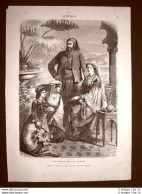 Una Famiglia Ebrea Di Mogador E Capi Tuareg Africa Incisione Del 1865 - Avant 1900