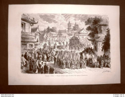 Pechino Nel 1863 Cerimonia Funebre O Funerale Cina Disegno Di Janet Lange - Avant 1900