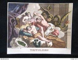 Tritolemo Incisione Colorata A Mano Del 1820 Mitologia Pozzoli - Avant 1900