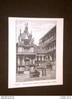 Rara Veduta Di Venezia Di Fine '800 Palazzo Ducale Cortile E E Porta Della Carta - Avant 1900