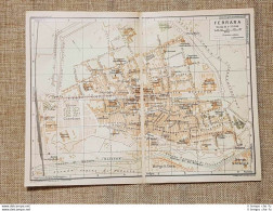 Pianta O Piantina Del 1939 La Città Di Ferrara Emilia Romagna T.C.I. - Carte Geographique