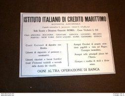 Pubblicità Dei Primi Del '900 Istituto Italiano Di Credito Marittimo - Sonstige & Ohne Zuordnung