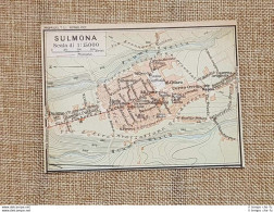 Pianta O Piantina Del 1926 La Città Di Sulmona Abruzzo T.C.I. - Geographische Kaarten