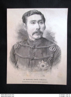 Maresciallo Yamagata, Comandante Armata Giappone Incisione Del 1894 - Avant 1900