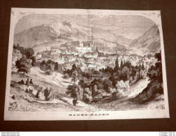 Antica Veduta Di Baden - Baden Del 1865 Baden-Württemberg, Germania - Before 1900