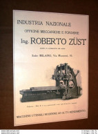 Pubblicità D'epoca Per Collezionisti Del 1918 Piallatrice - Officine Zust Milano - Altri & Non Classificati