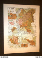 Carta Cartina Estratta Da Atlante Del 1890 Russia Nel Sec.XVII Mosca Polonia - Ante 1900