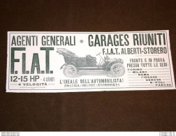 Pubblicità Epoca Per Collezionisti Del 1909 FIAT Garages Riuniti Alberti Storero - Altri & Non Classificati