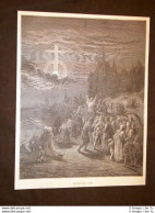 Incisione Di Gustave Dorè Del 1884 I Prodigi Nel Cielo Crociata - Ante 1900