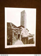 Rarissima Veduta Di San Gimignano Nel 1899 Portone Antico Dei Becci E Cugnanesi - Avant 1900