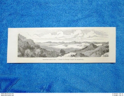 Gravure Année 1862 - Panorama Du Lac Sale - Gran Lago Salato - Avant 1900
