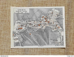 Pianta O Piantina Del 1939 La Città Di Chieti Abruzzo T.C.I. - Geographische Kaarten