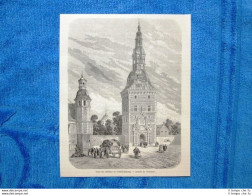 Gravure Année 1862 - Tour Du Chateau De Frederiksborg - Visita Del Castello - Voor 1900