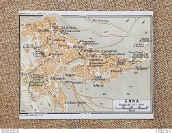 Pianta O Piantina Del 1953 La Città Di Enna Sicilia T.C.I. - Carte Geographique