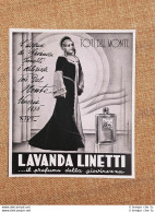 Pubblicità Del 1937 Lavanda Linetti Testimonial Toti Dal Monte - Autres & Non Classés