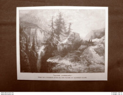 Panorama Alpino Quadro Di Alexander Calame Stampa Del 1888 - Before 1900