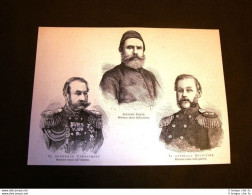 Guerra Russia Vs Turchia Nel 1877 Generali Timaschev Miliutine E Djevdet Pascià - Ante 1900
