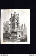Monumento Ceramico Incisione Del 1870 - Avant 1900
