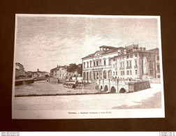 Incisione Del 1891 Treviso, Barriera Garibaldi E Ponte Dante - Veneto - Vor 1900
