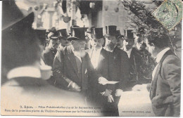 47 - AGEN - Fêtes Présidentielles. Président Fallières Pose La Première Pierre - Animée - Agen