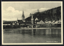 AK Gemünden-Main, Partie Am Fluss Mit Blick Auf Kirche Und Burgruine  - Gemuenden