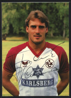 AK Fussballspieler Frank Hartmann, 1. FC Kaiserslautern, Reklame Karlsberg-Bier  - Fussball