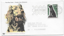 Enveloppe Premier Jour -Fédération Cynologique International 05-04-1967  Monte-Carlo Timbre Monaco (circulé- Chien) - Gebraucht