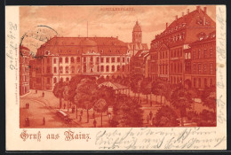 Lithographie Mainz, Partie Am Schillerplatz  - Mainz