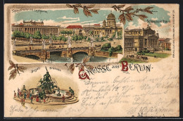 Lithographie Berlin, Schlossbrücke Und Lustgarten, Begas-Brunnen, Schauspielhaus  - Mitte