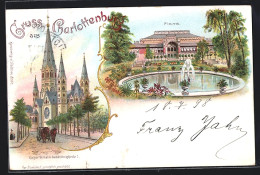 Lithographie Berlin-Charlottenburg, Kaiser-Wilhelm-Gedächtniskirche Und Flora  - Charlottenburg